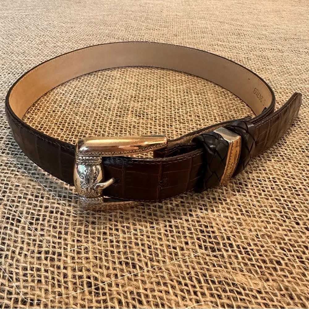 Brighton Small Belt Silver Buckle‎ Alligator stamped texture Excellent Condition